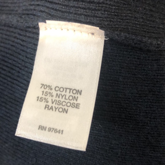 J JILL Navy Blue Flat Knit Open Cardigan w Hand Pockets Sz XS - Picture 7 of 8